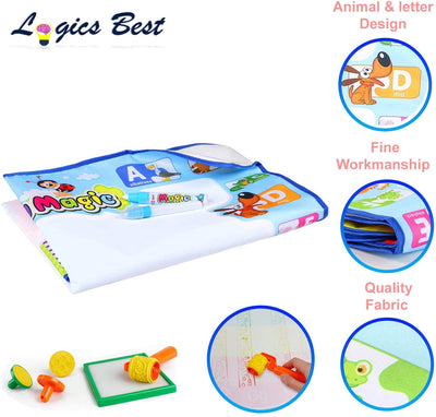 Logics Best Activity Mat for Learning- Premium Water Drawing Mat for Kids Age 2-5 Years Old, Toddler Educational Gift