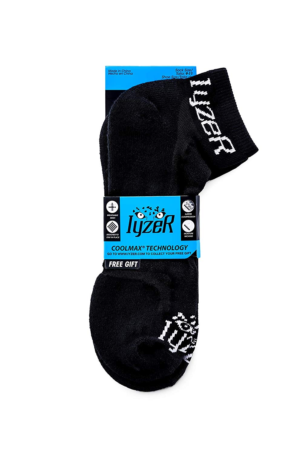 Mens Running Coolmax Sock (Black Mens, Medium Mens 9-11)